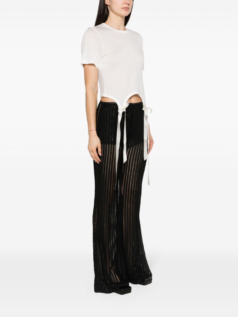 White Bow-embellished Cotton T-shirt