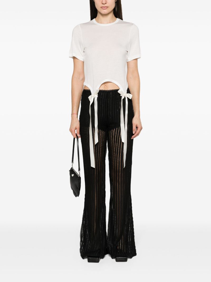 White Bow-embellished Cotton T-shirt