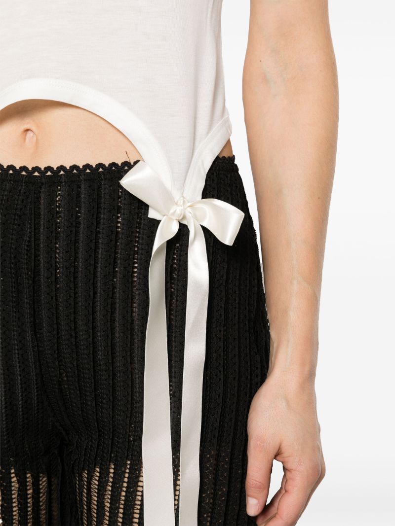 White Bow-embellished Cotton T-shirt