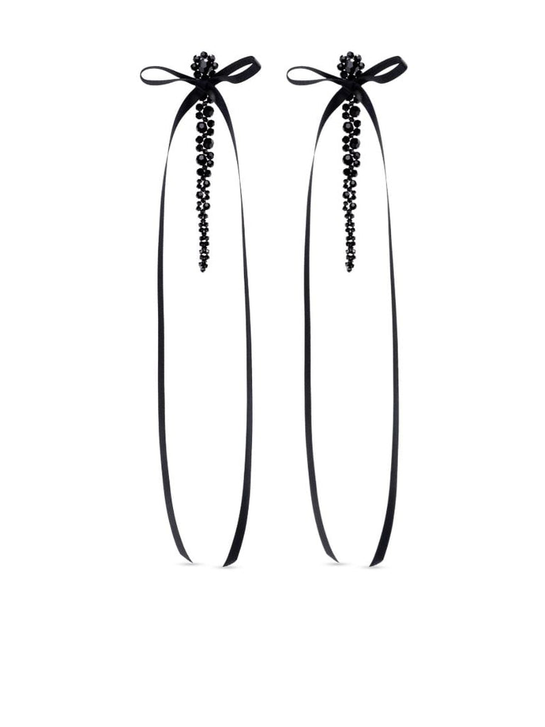 Black Bow Ribbon Drop Earrings