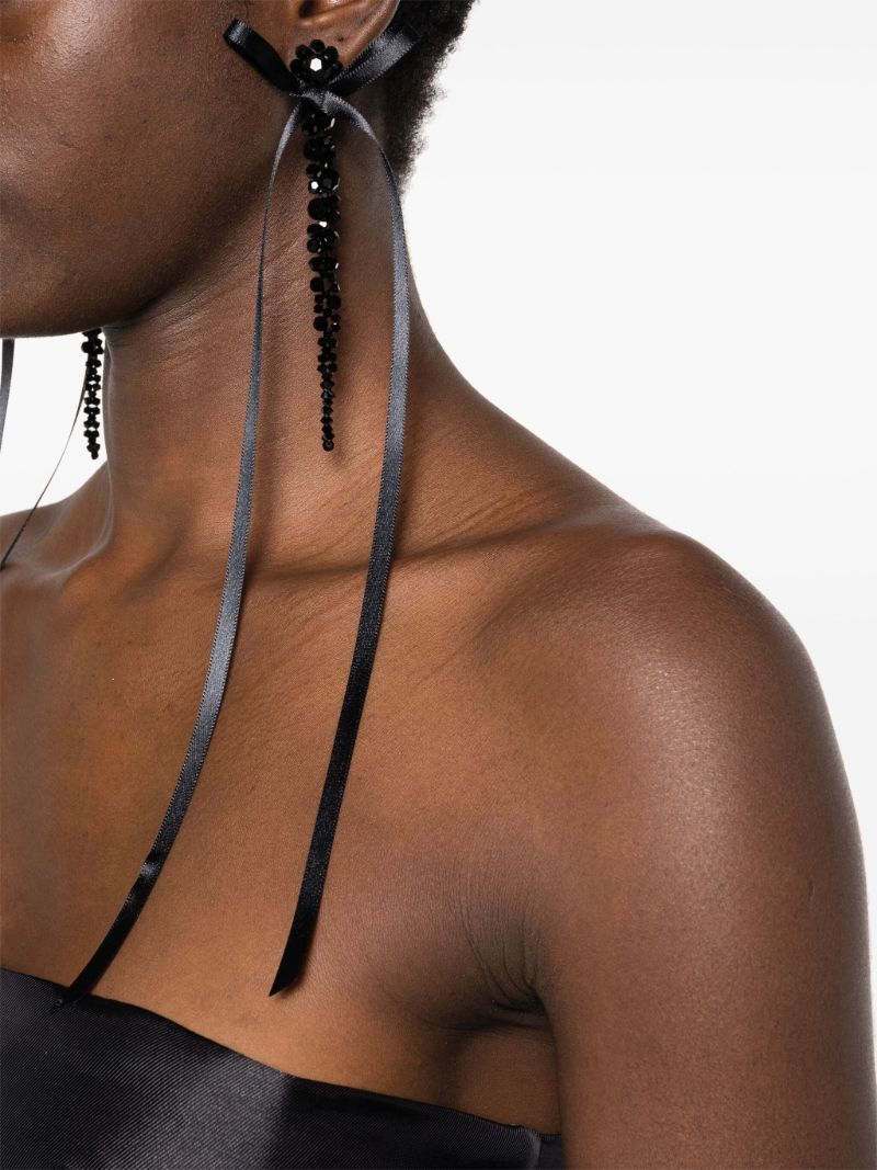 Black Bow Ribbon Drop Earrings