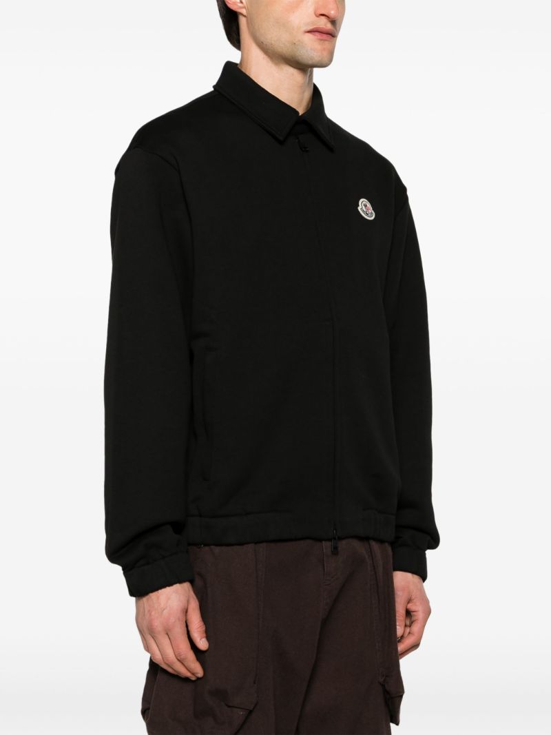 Black Logo-appliquÃ_x0083_Â© Zip-up Cardigan