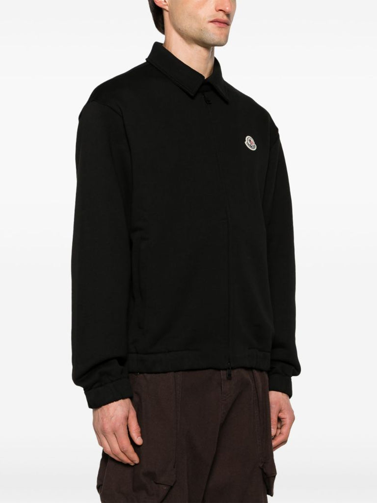 Black Logo-appliquÃ_x0083_Â© Zip-up Cardigan