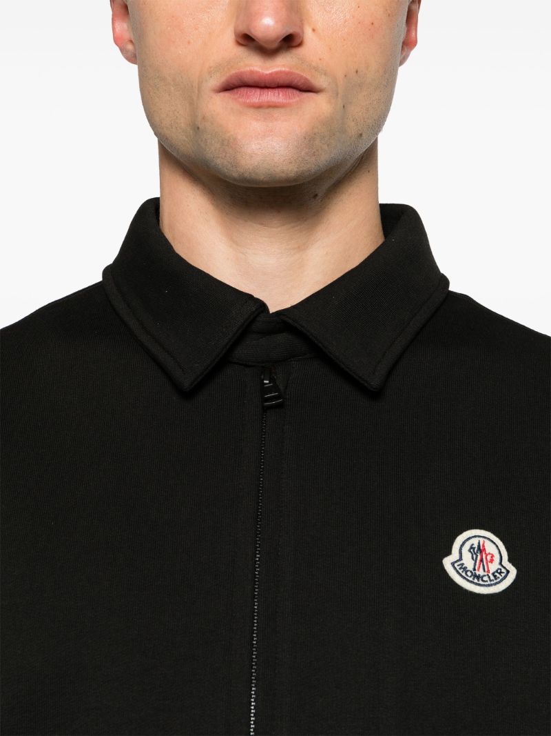 Black Logo-appliquÃ_x0083_Â© Zip-up Cardigan