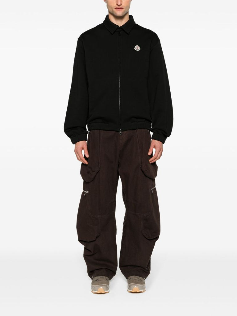 Black Logo-appliquÃ_x0083_Â© Zip-up Cardigan