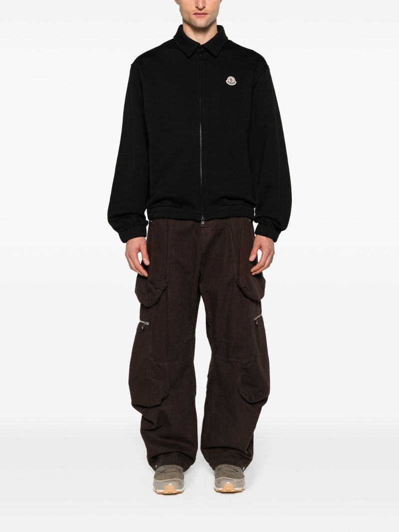 Black Logo-appliquÃ_x0083_Â© Zip-up Cardigan