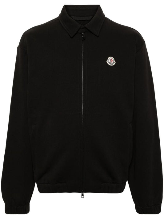 Black Logo-appliquÃ_x0083_Â© Zip-up Cardigan