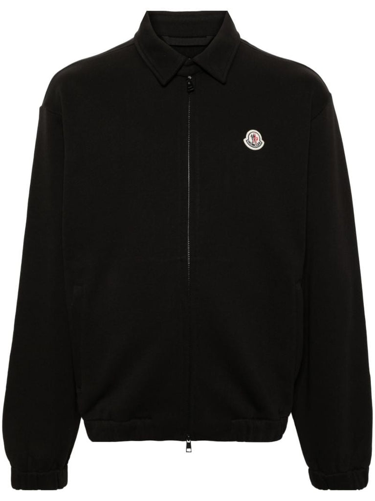 Black Logo-appliquÃ_x0083_Â© Zip-up Cardigan