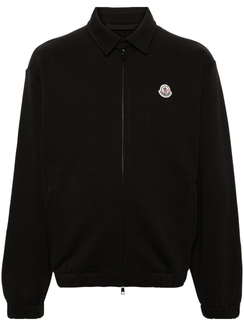 Black Logo-appliquÃ_x0083_Â© Zip-up Cardigan