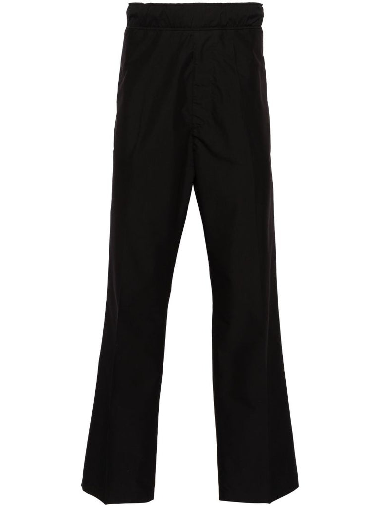 Black Logo-patch Straight-leg Trousers