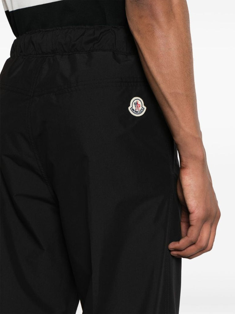 Black Logo-patch Straight-leg Trousers