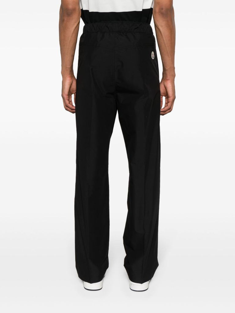 Black Logo-patch Straight-leg Trousers