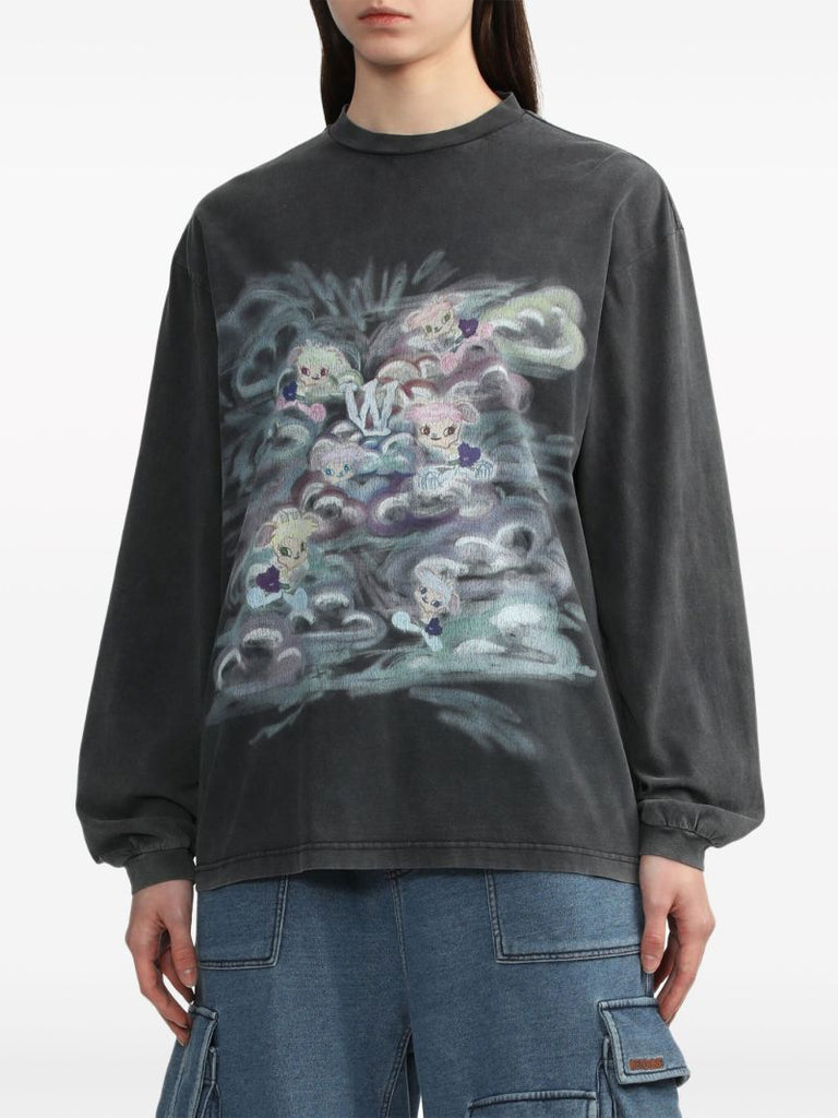 Black Graphic-print Cotton Sweatshirt
