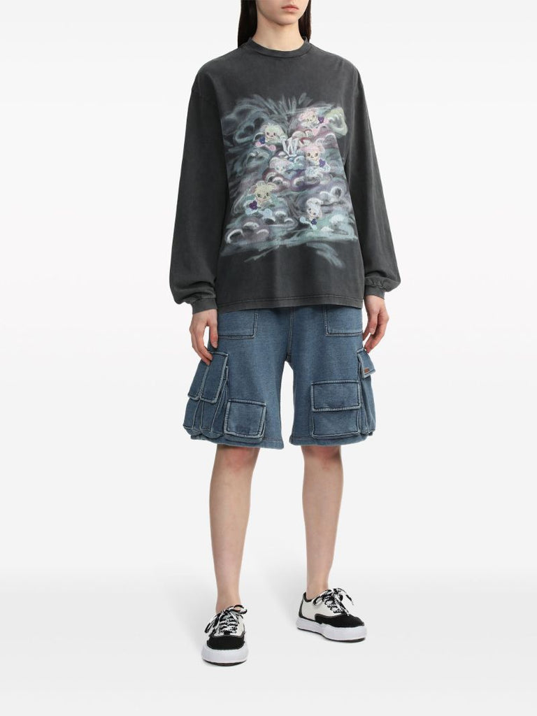 Black Graphic-print Cotton Sweatshirt