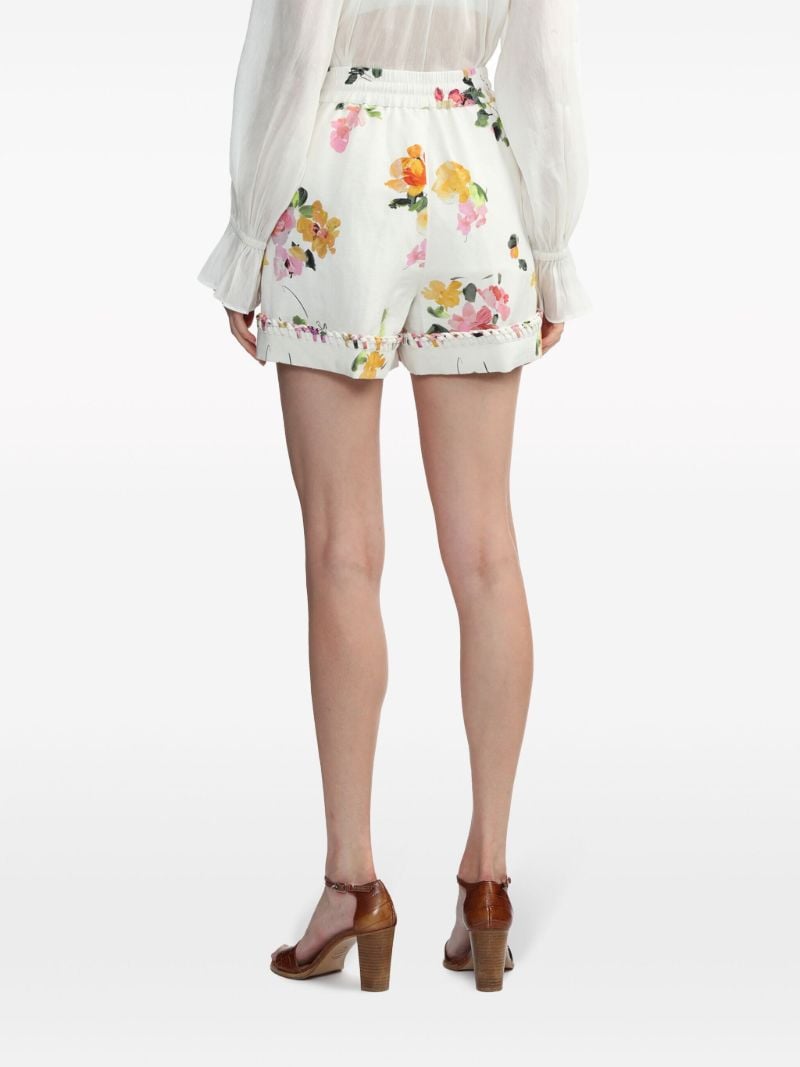 White Constance Floral-print Mini Shorts
