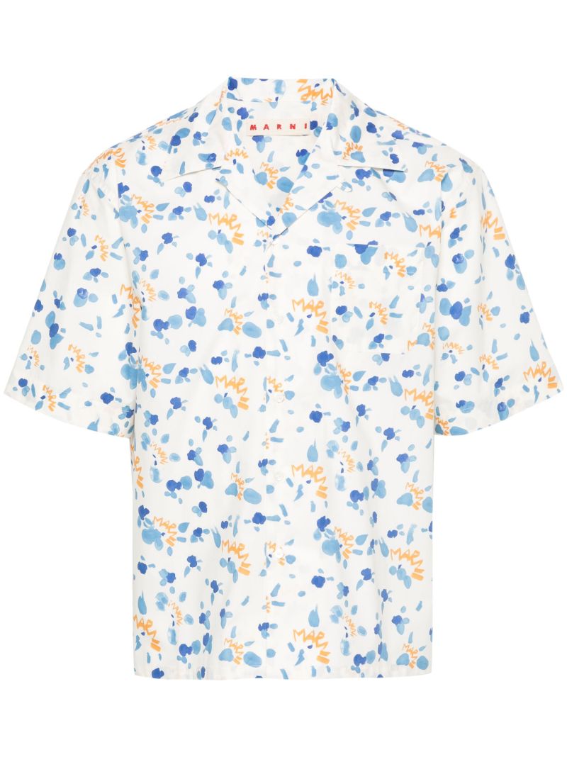 Neutral Dripping-print Cotton Shirt