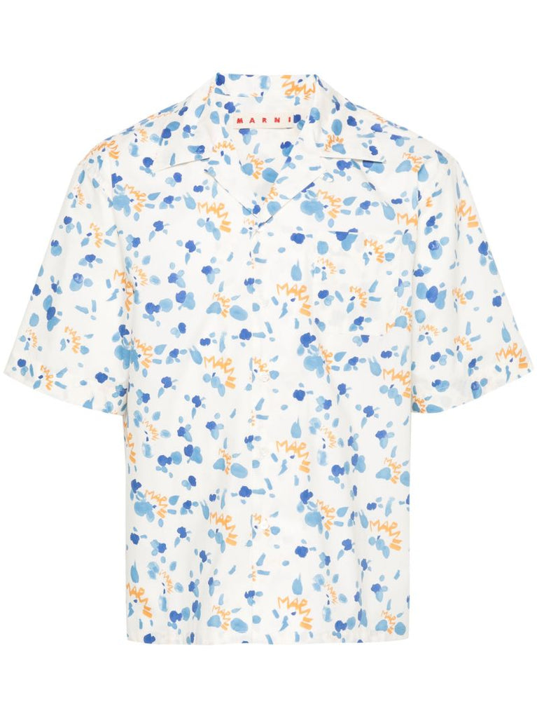 Neutral Dripping-print Cotton Shirt
