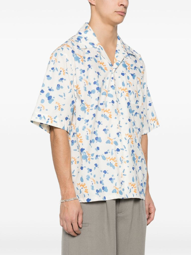 Neutral Dripping-print Cotton Shirt