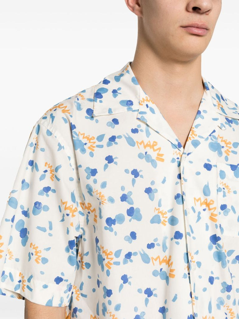 Neutral Dripping-print Cotton Shirt