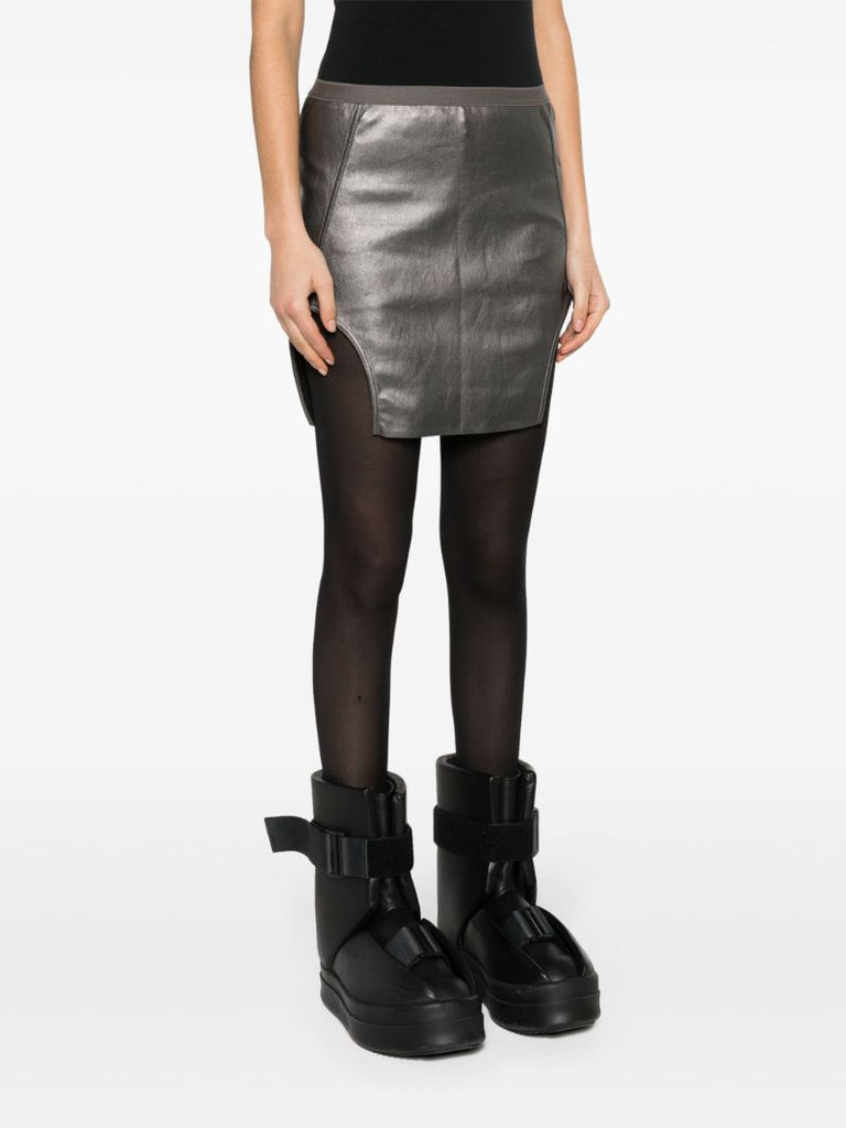 Grey Diana Leather Mini Skirt