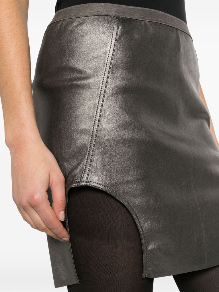 Grey Diana Leather Mini Skirt
