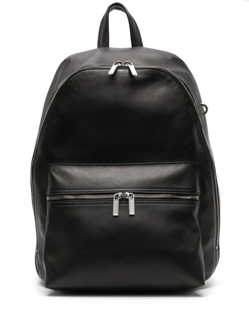 Black Grained-leather Backpack