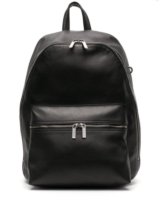 Black Grained-leather Backpack