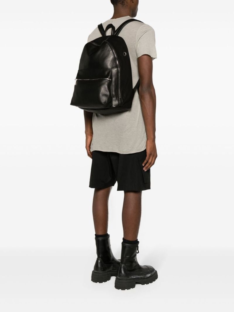 Black Grained-leather Backpack