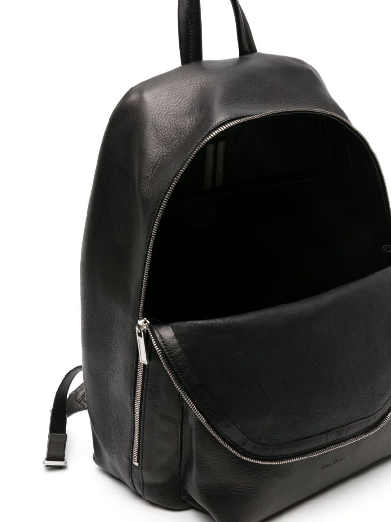 Black Grained-leather Backpack