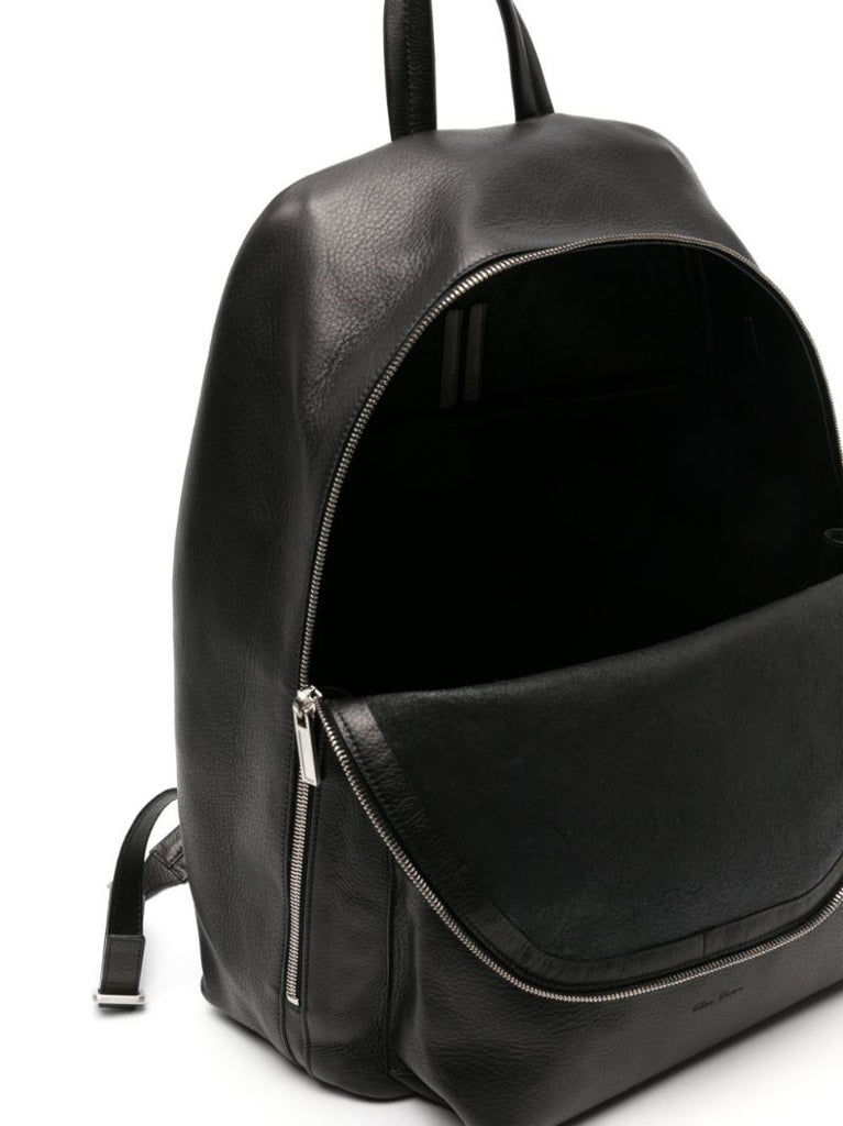 Black Grained-leather Backpack