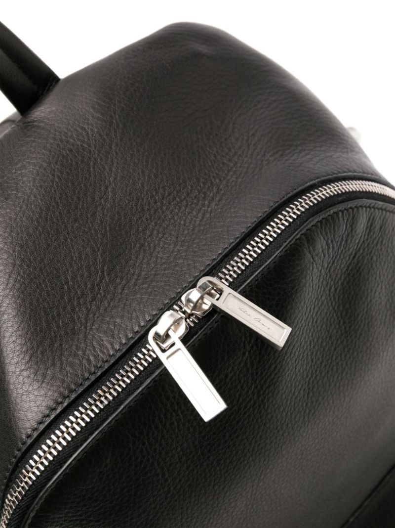 Black Grained-leather Backpack