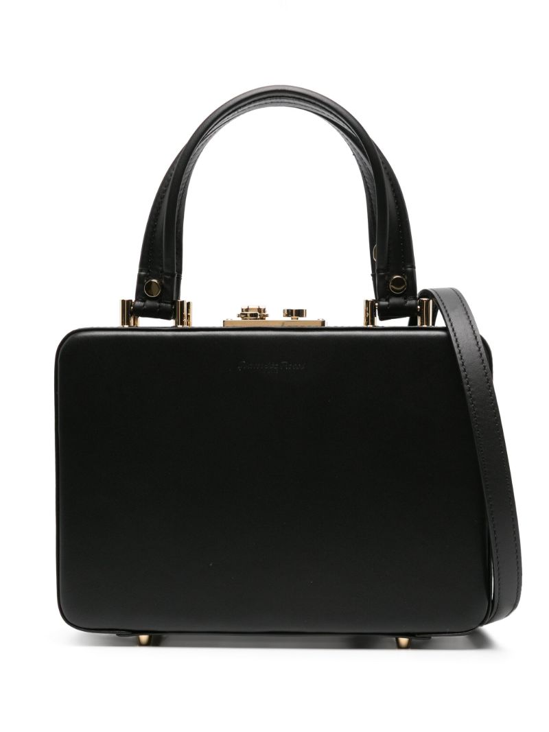 Black ValÃ_x0083_Â¬ Leather Tote Bag