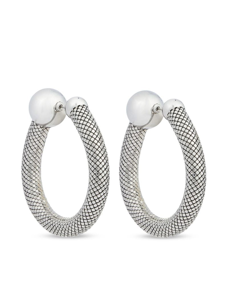 Silver-tone Pixel Tube Hoop Earrings