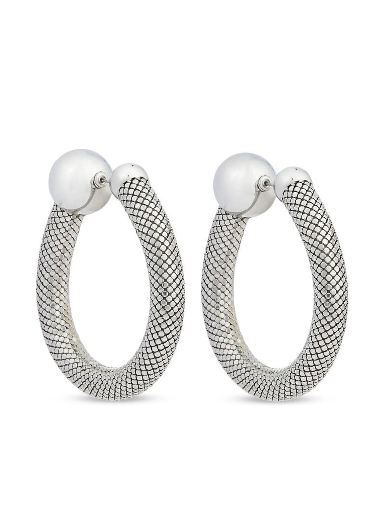 Silver-tone Pixel Tube Hoop Earrings
