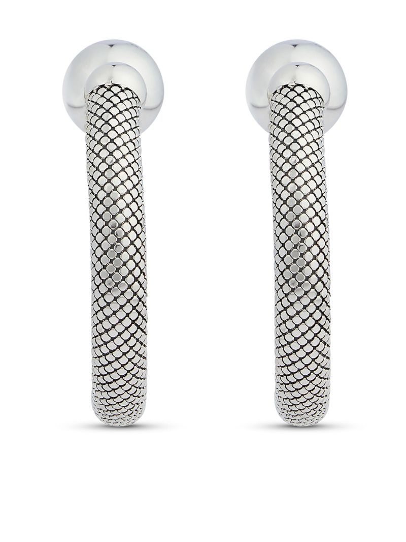 Silver-tone Pixel Tube Hoop Earrings