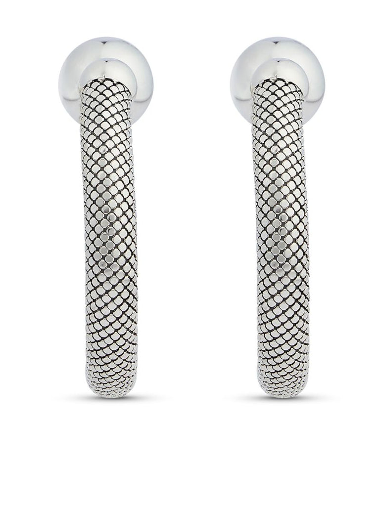 Silver-tone Pixel Tube Hoop Earrings