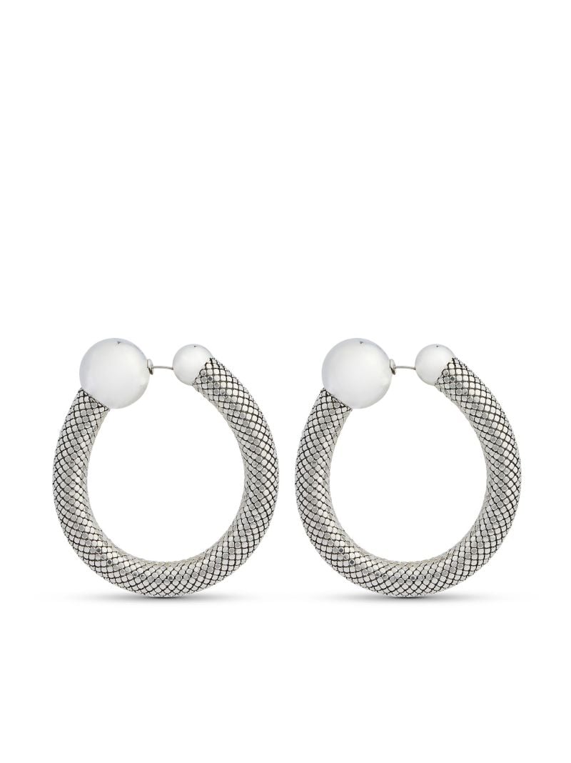 Silver-tone Pixel Tube Hoop Earrings