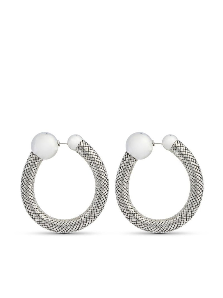 Silver-tone Pixel Tube Hoop Earrings