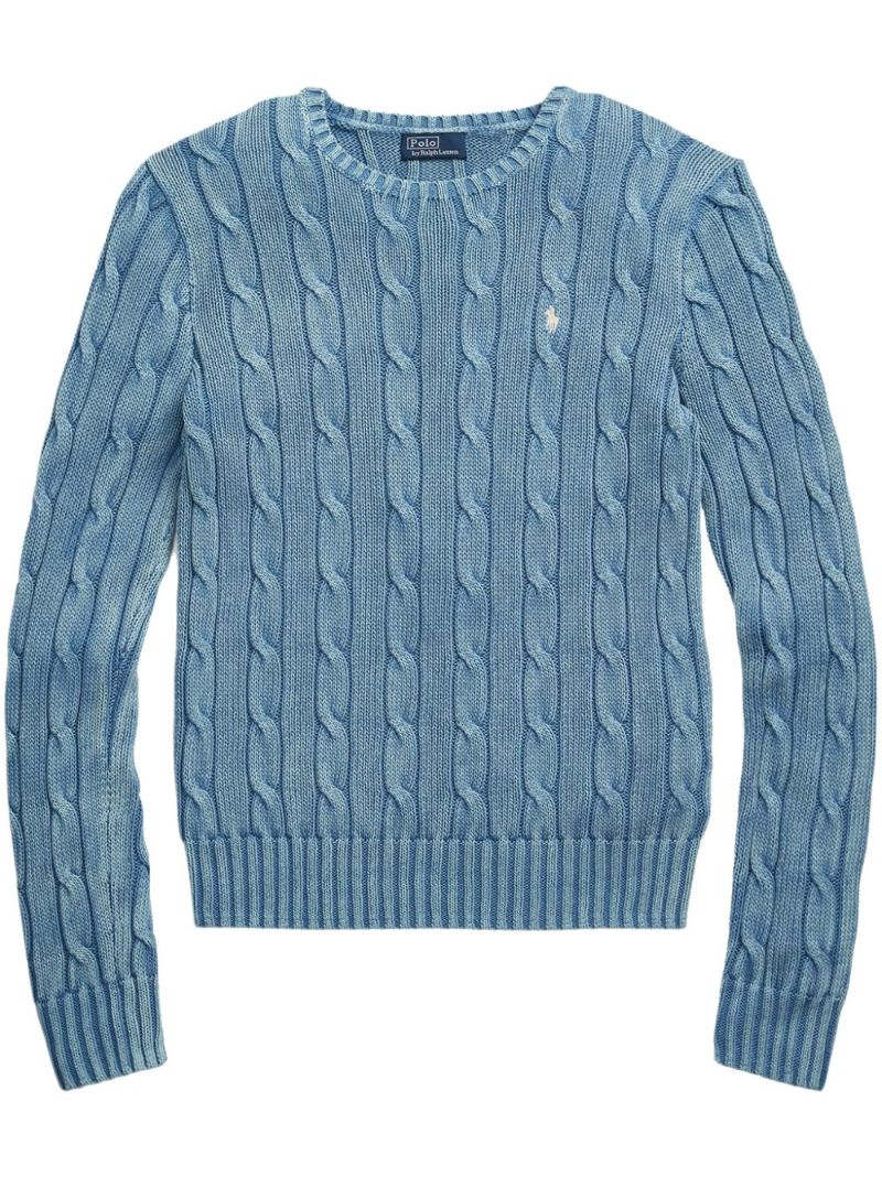 Blue Polo Pony Cable-knit Sweater