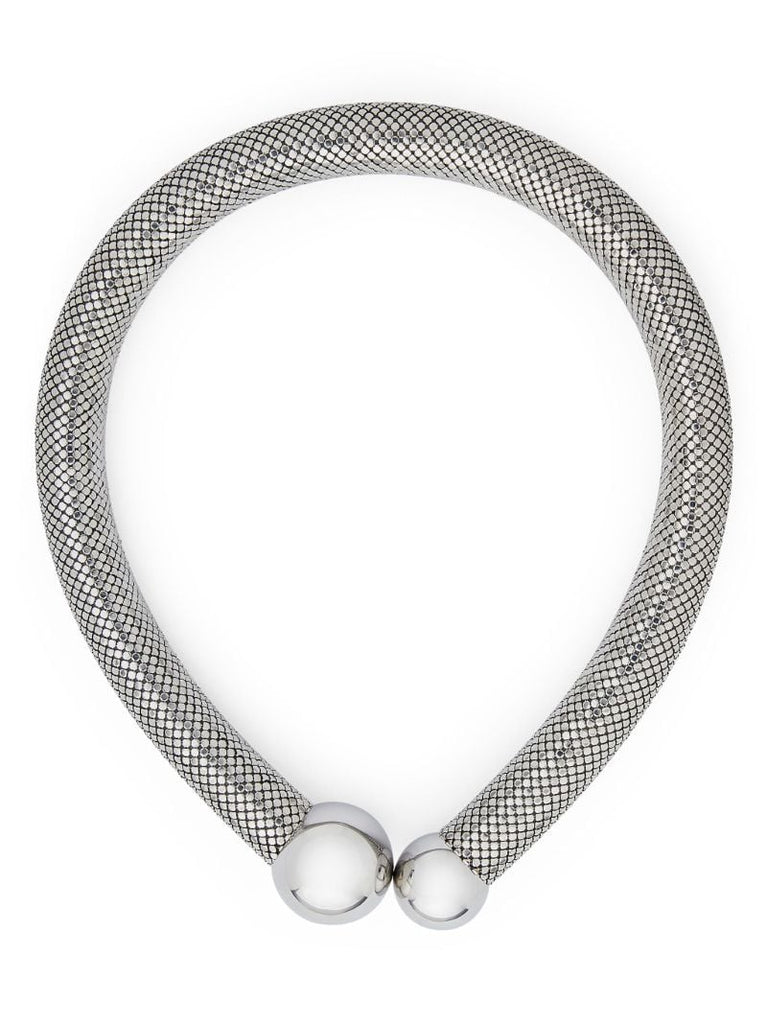 Silver Pixel Tube Necklace