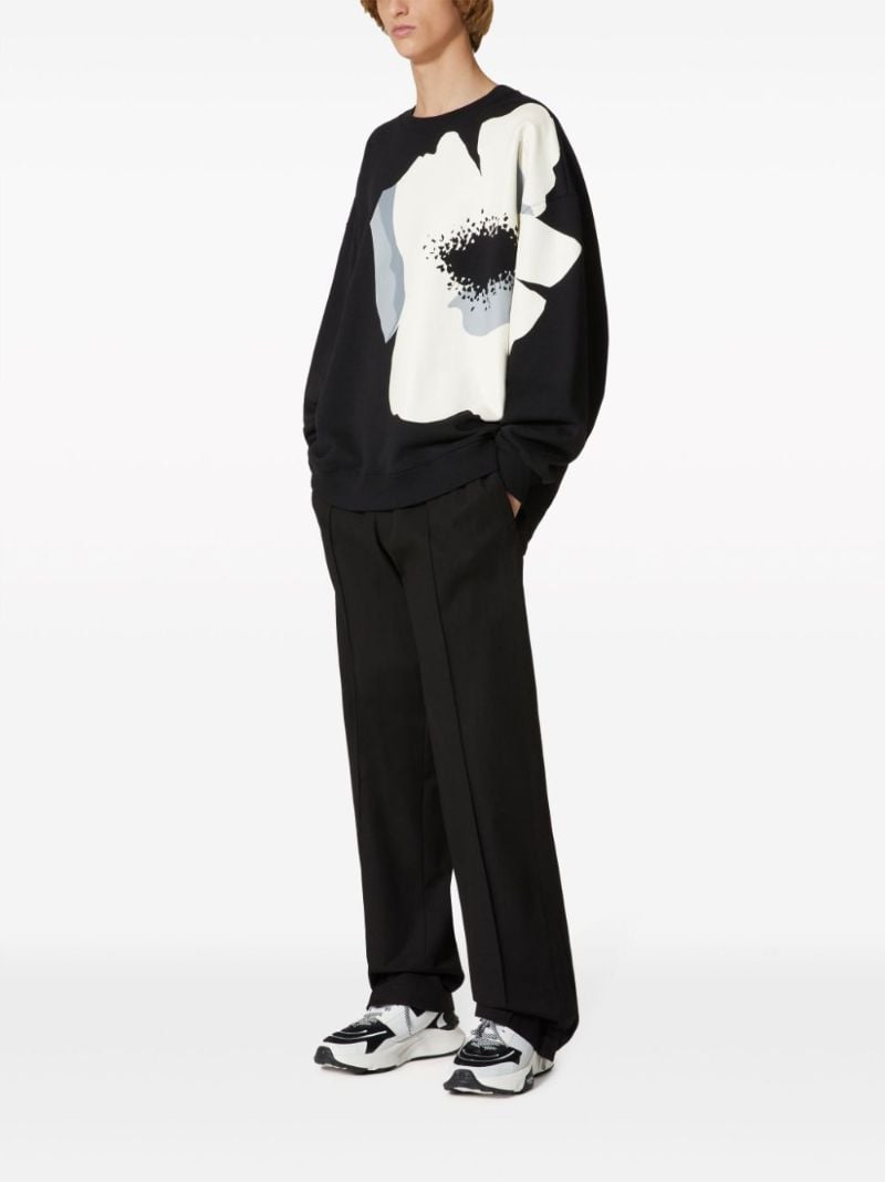 Black Flower Portrait-print Cotton Sweatshirt