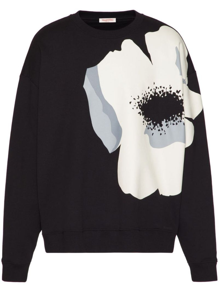 Black Flower Portrait-print Cotton Sweatshirt