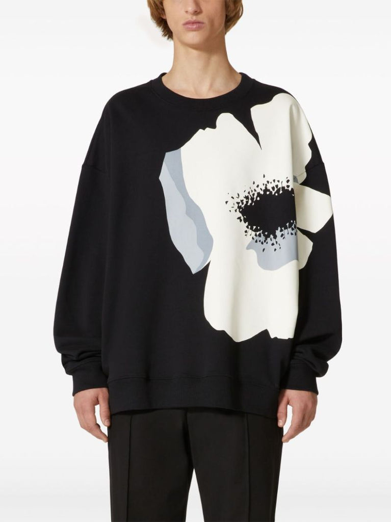 Black Flower Portrait-print Cotton Sweatshirt