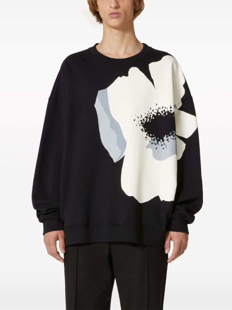 Black Flower Portrait-print Cotton Sweatshirt