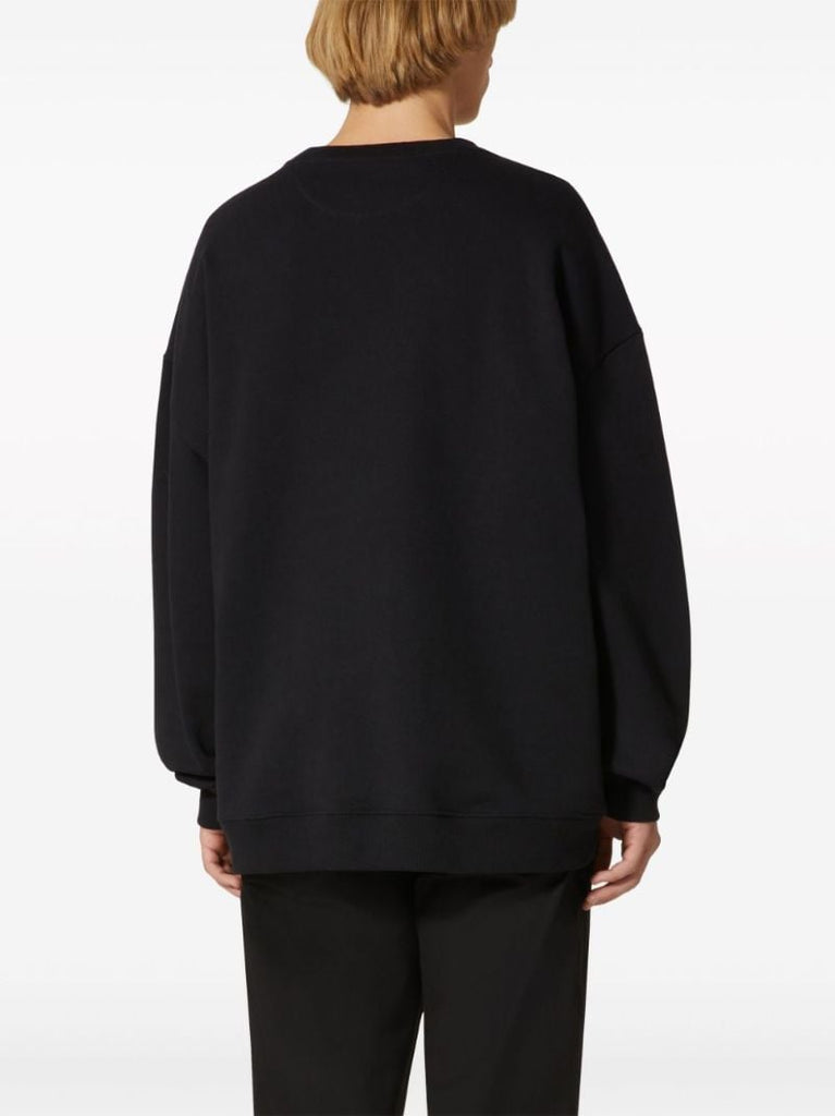 Black Flower Portrait-print Cotton Sweatshirt