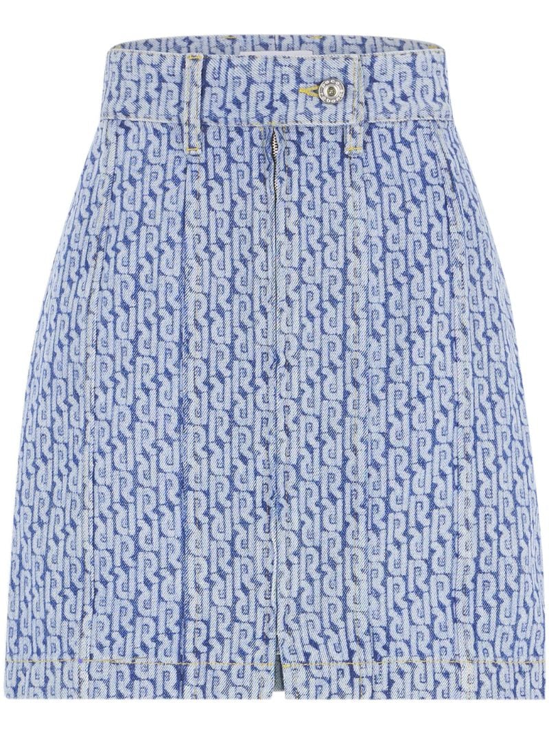 Blue Monogram-print Denim Skirt