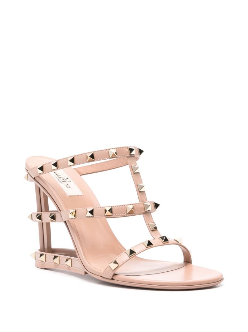Pink Rockstud-embellished 100 Caged Mules