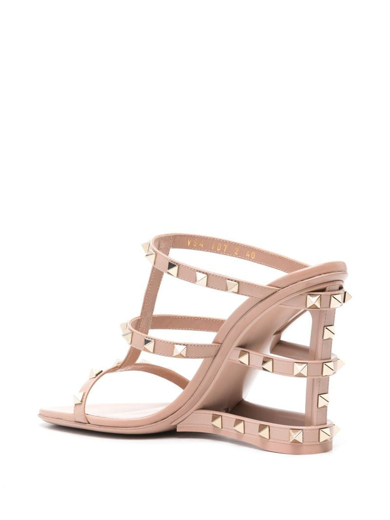 Pink Rockstud-embellished 100 Caged Mules