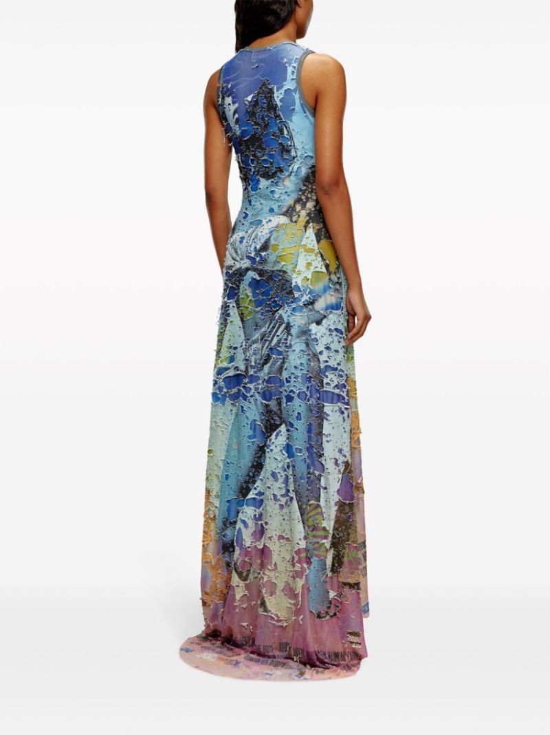 Blue D-leele Jersey Maxi Dress