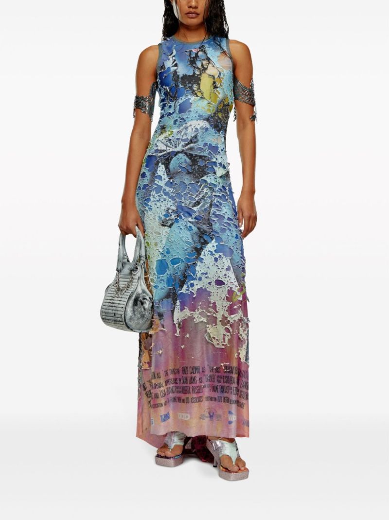 Blue D-leele Jersey Maxi Dress